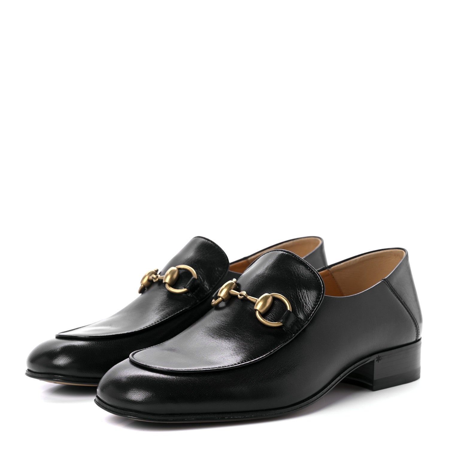 Gucci Goatskin Womens Horsebit Mid-Heel Loafers 37 Black 3 of 8