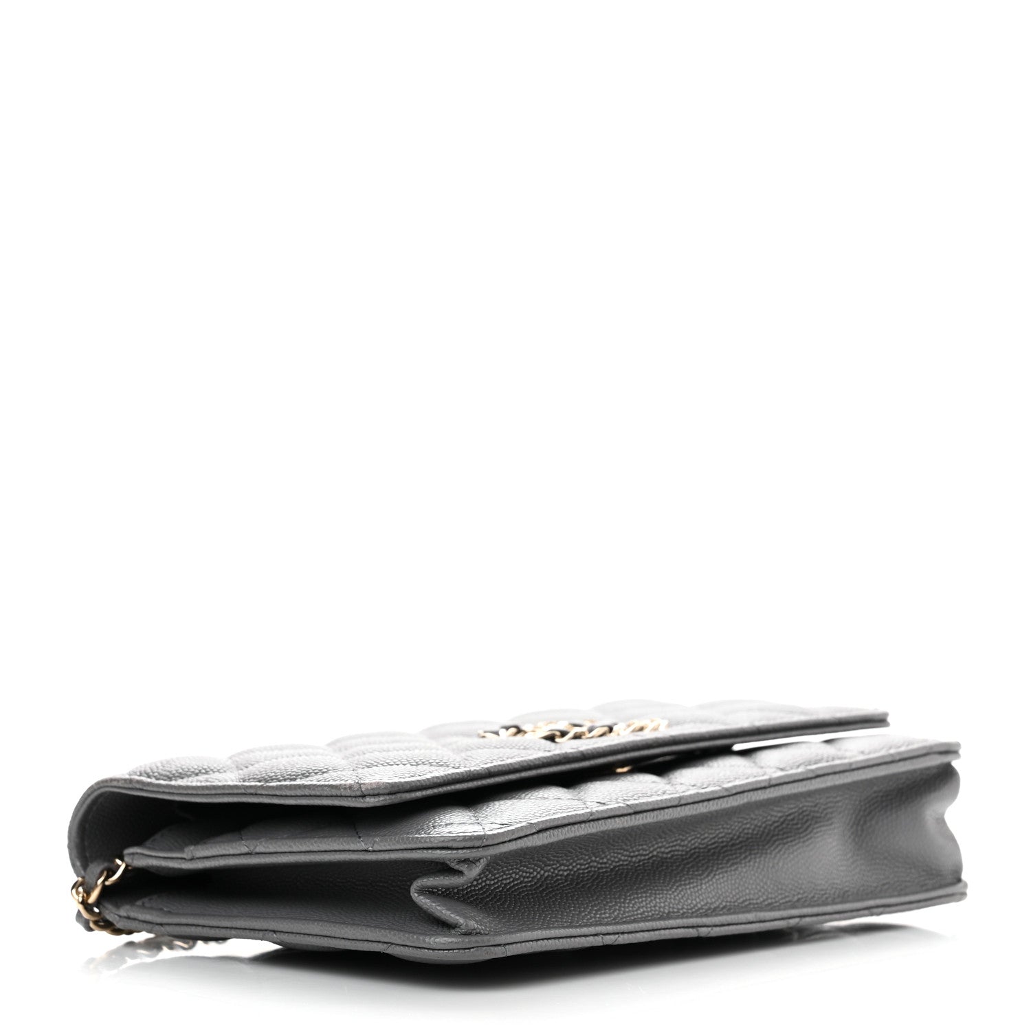 Chanel Caviar Quilted French New Wave Chain CC Wallet On Chain WOC Grey 4 of 12