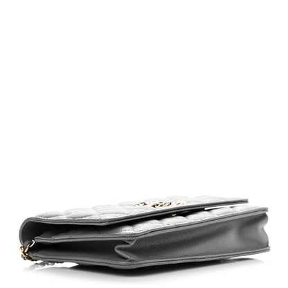 Chanel Caviar Quilted French New Wave Chain CC Wallet On Chain WOC Grey 4 of 12