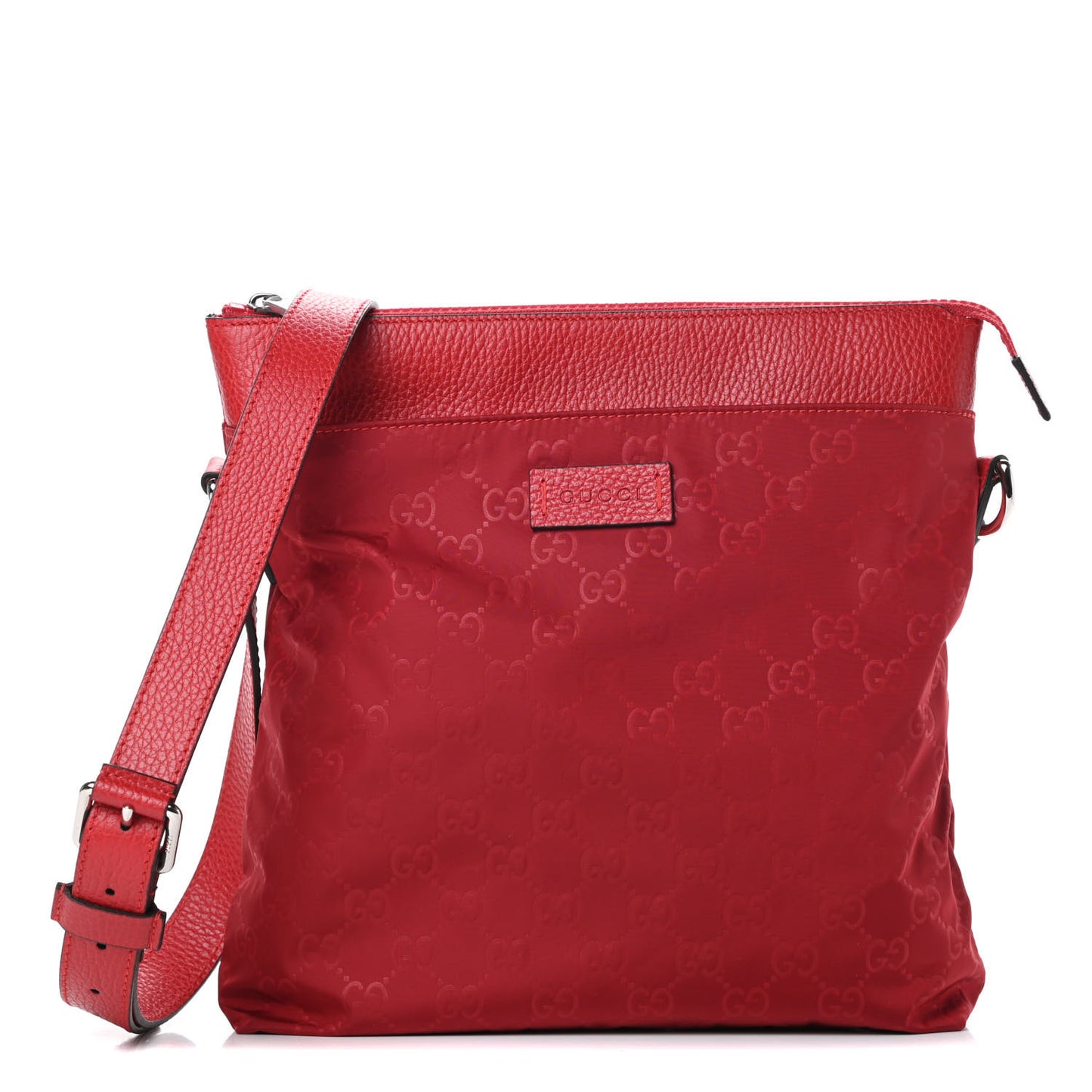 Nylon Monogram Dollar Calfskin Flat Messenger Bag Vibrant Red