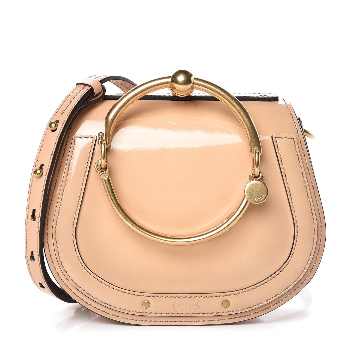 Patent Suede Small Nile Bracelet Bag Blush Nude