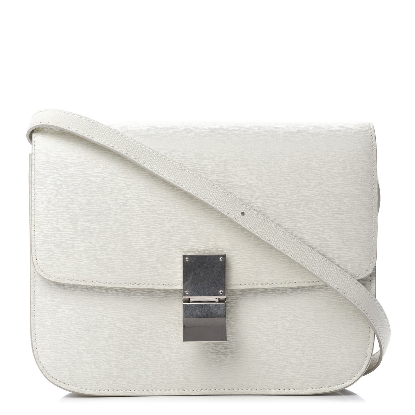 Liege Calfskin Medium Classic Box Flap Bag White
