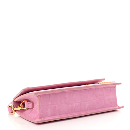 Jacquemus Nubuck Crocodile Embossed Le Chiquito Long Pink 4 of 11