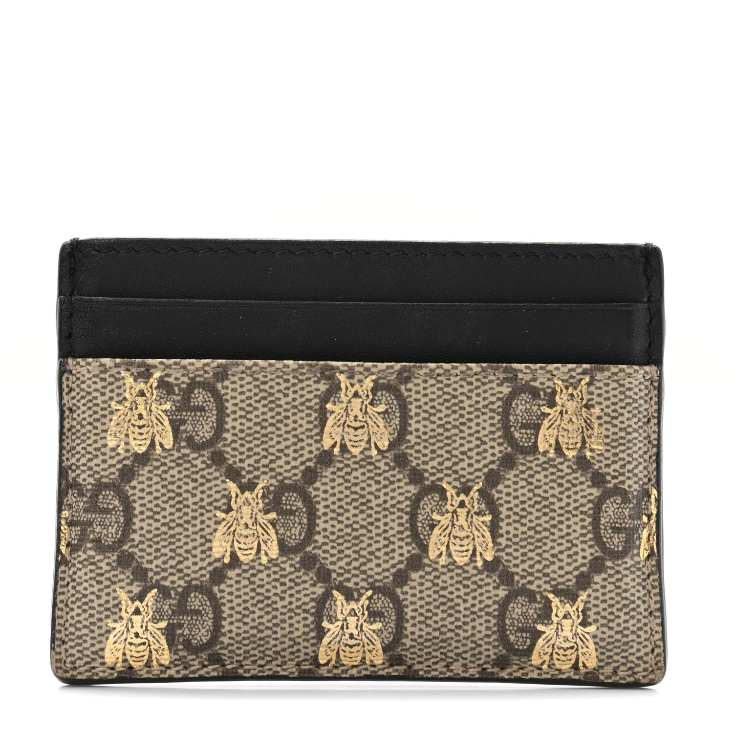 Gucci GG Supreme Monogram Bees Card Holder Black 1 of 7