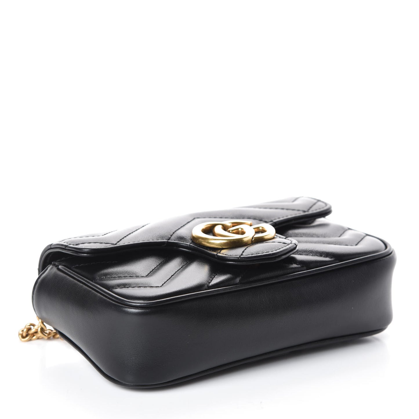 Calfskin Matelasse Super Mini GG Marmont Shoulder Bag Black