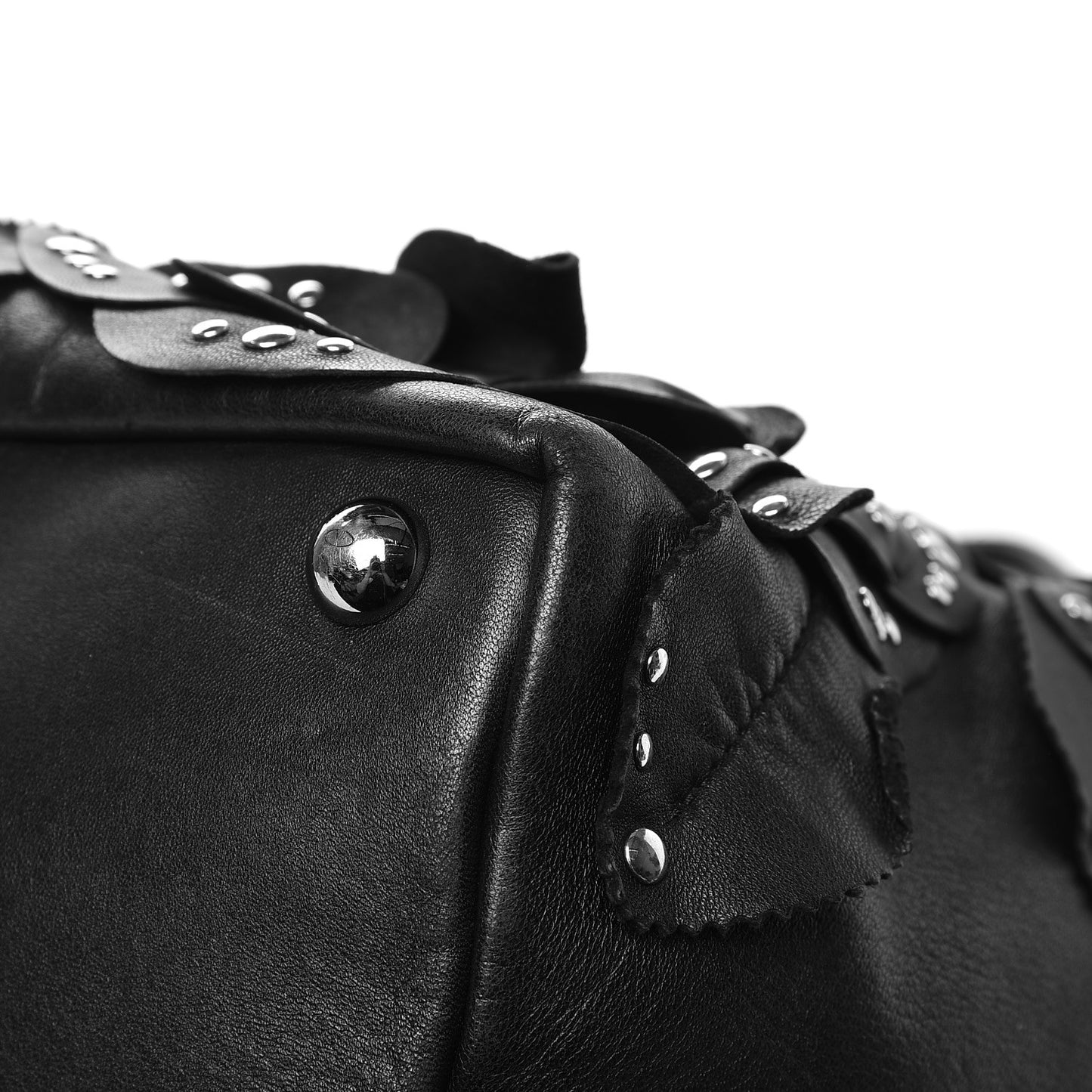 Nappa Studded Rosette Tote Black