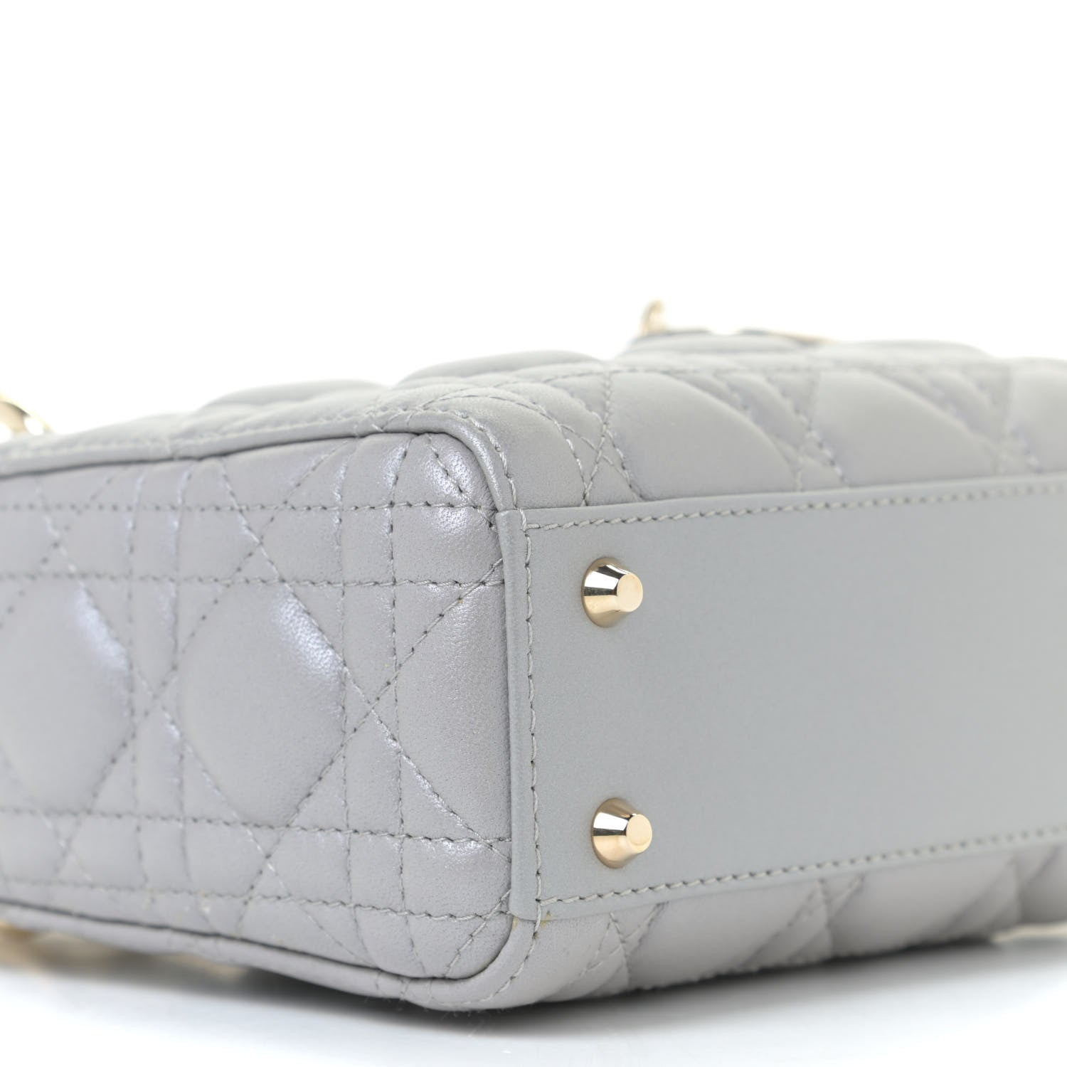 Christian Dior Metallic Lambskin Cannage Mini Lady Dior Grey 9 of 13