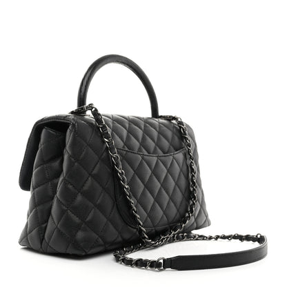 Chanel Caviar Lizard Embossed Quilted Small Coco Handle Flap Black 2 of 10