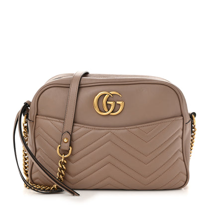 Gucci Calfskin Matelasse Medium GG Marmont Chain Shoulder Bag Porcelain Rose 1 of 14