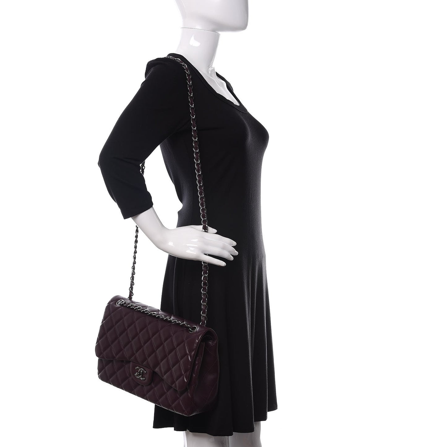 Lambskin Quilted Jumbo Double Flap Purple