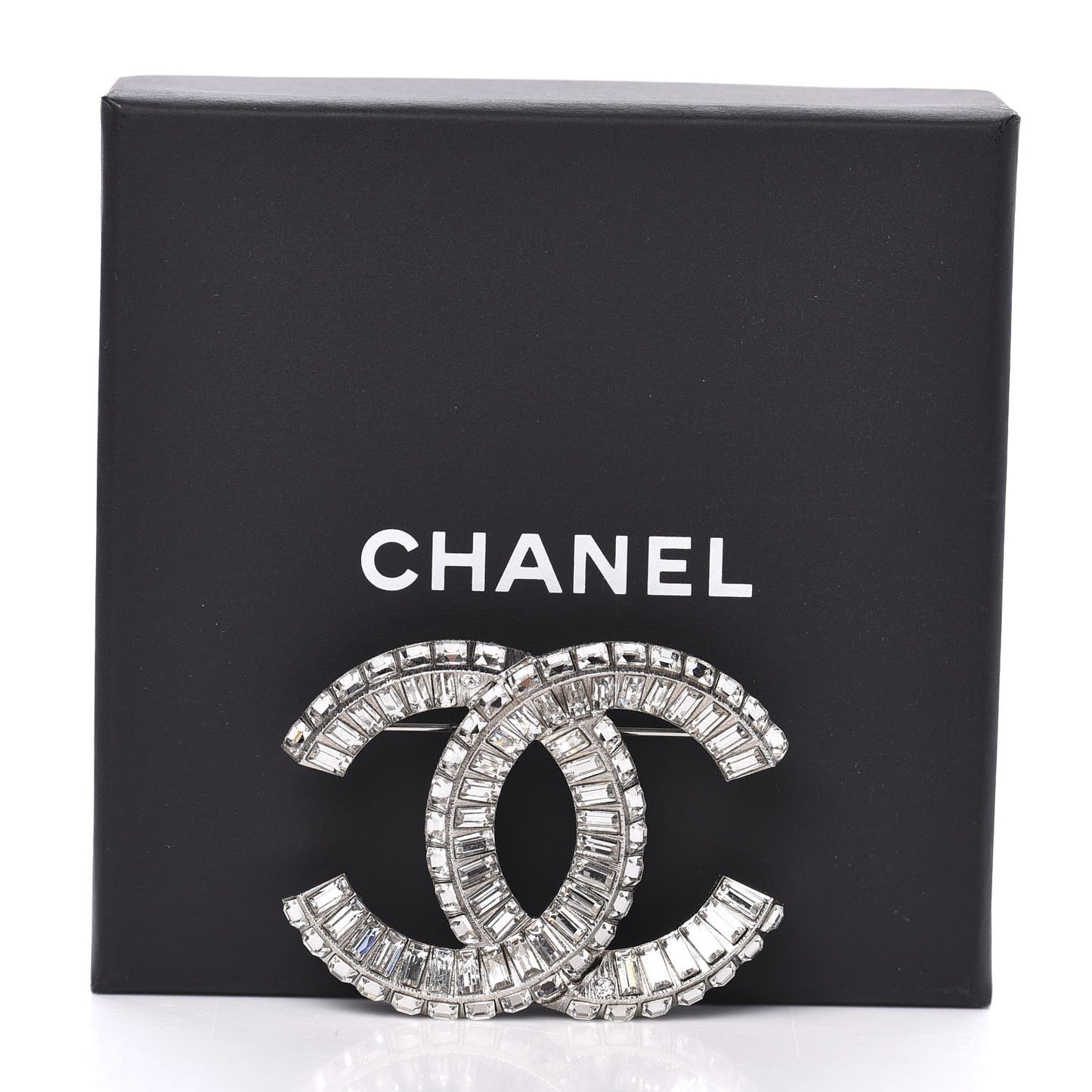 Baguette Crystal CC Brooch Silver