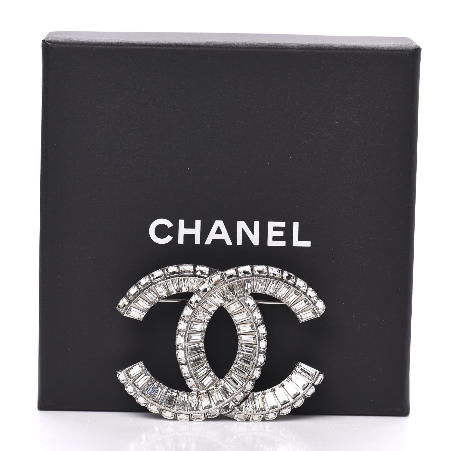 Chanel Baguette Crystal CC Brooch Silver 5 of 5