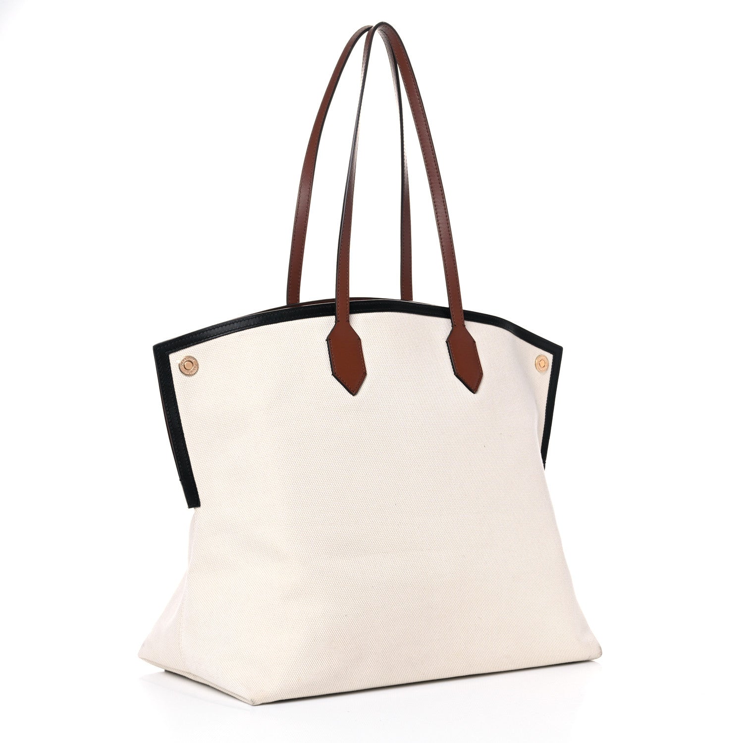 Burberry Cotton Canvas Calfskin Large Society Tote Bag Natural 3 of 20