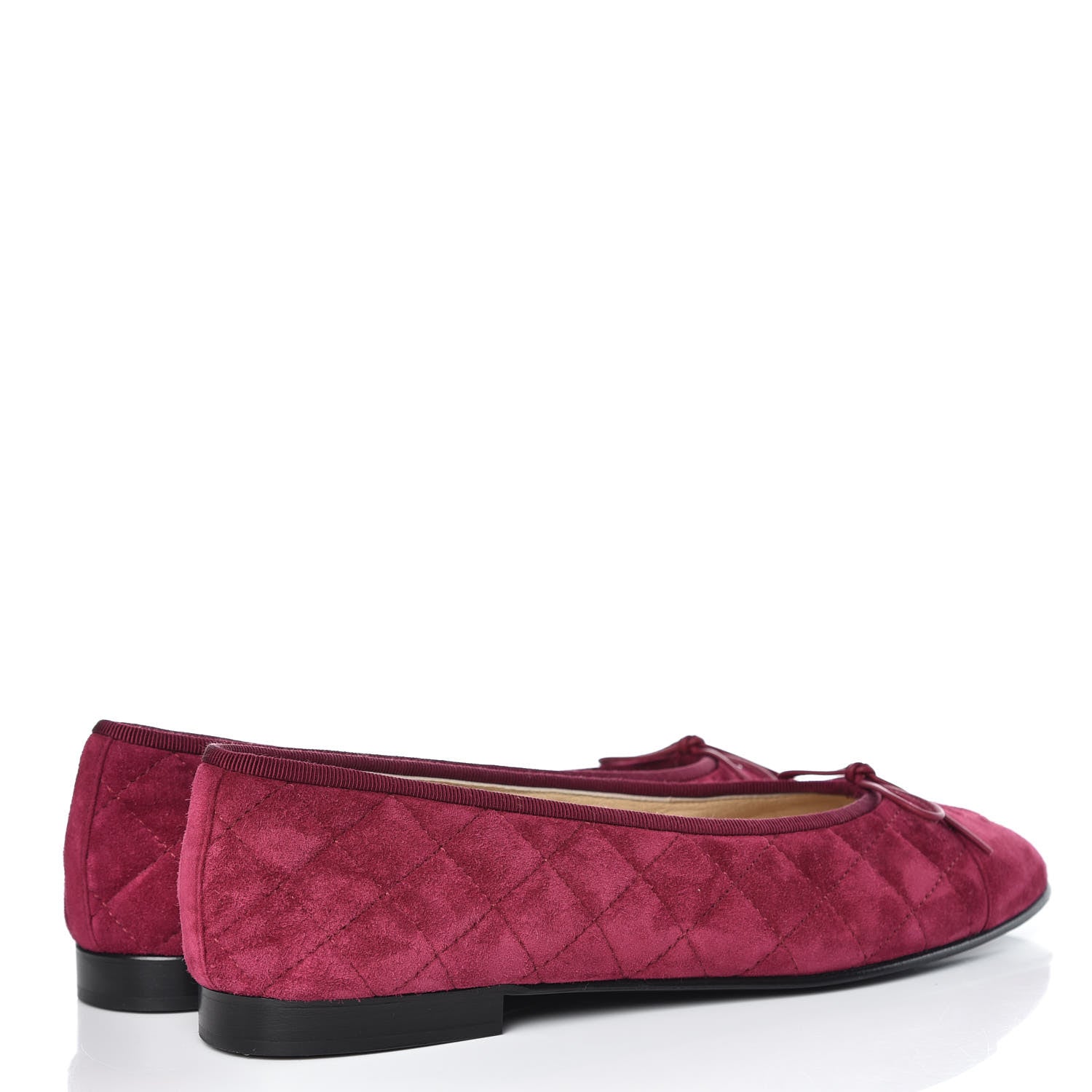 Chanel Suede Calfskin Quilted Cap Toe CC Ballerina Flats 40.5 Dark Pink 3 of 10