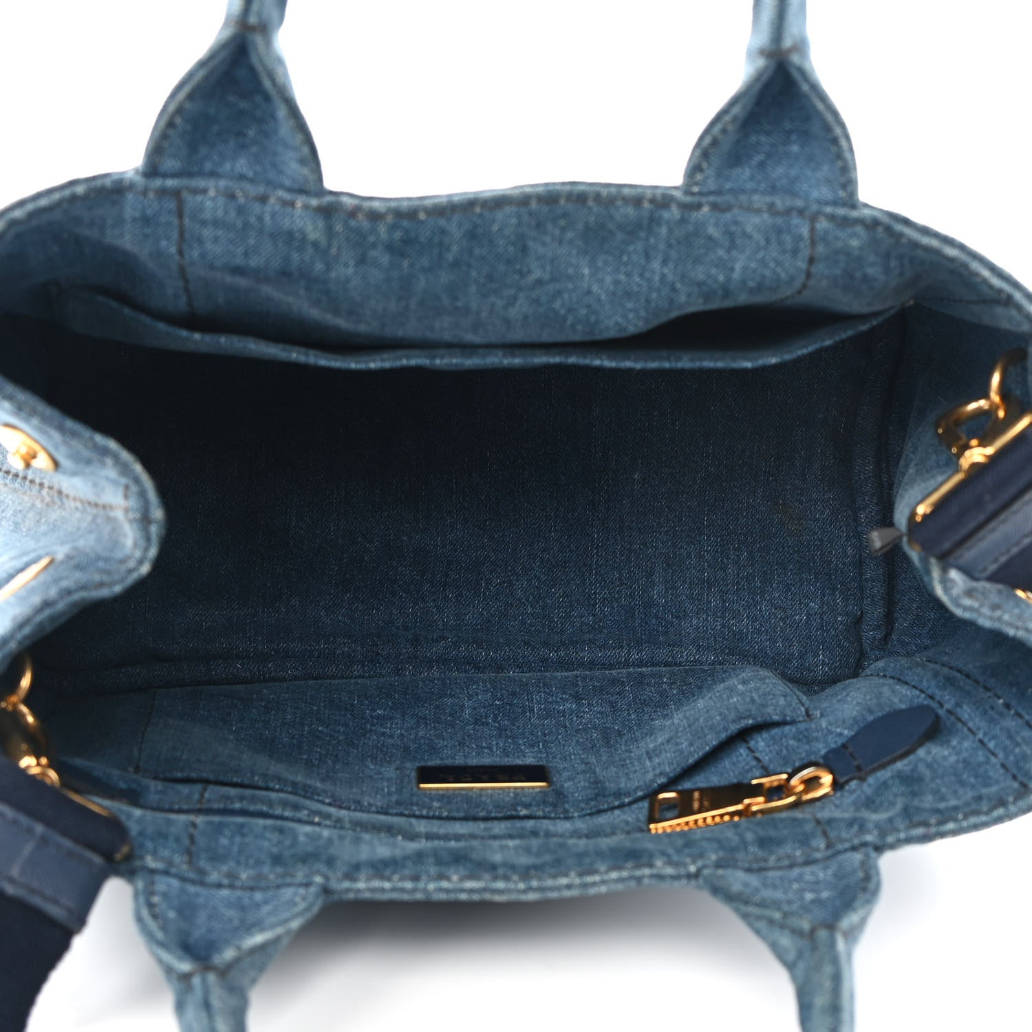 Prada Denim Logo Tote Bleu 5 of 8