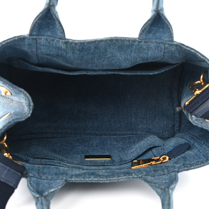 Prada Denim Logo Tote Bleu 5 of 8