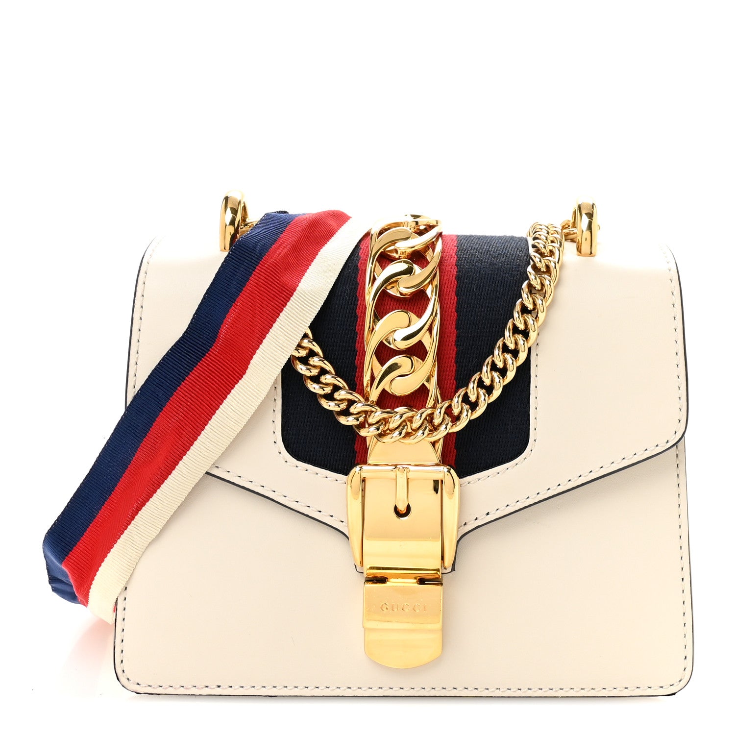 Gucci Calfskin Mini Sylvie Chain Shoulder Bag White 1 of 10