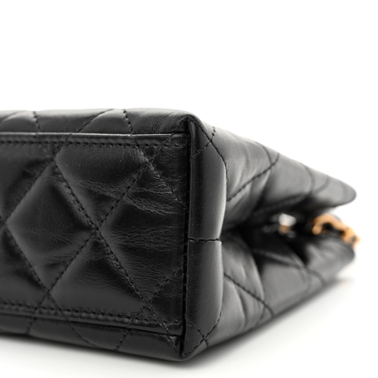 Chanel Shiny Aged Calfskin Quilted Nano Kelly Shopper Black 10 of 11