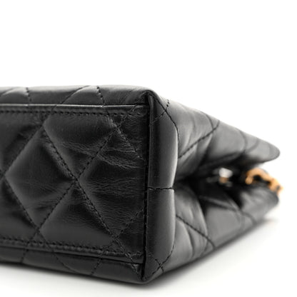 Chanel Shiny Aged Calfskin Quilted Nano Kelly Shopper Black 10 of 11