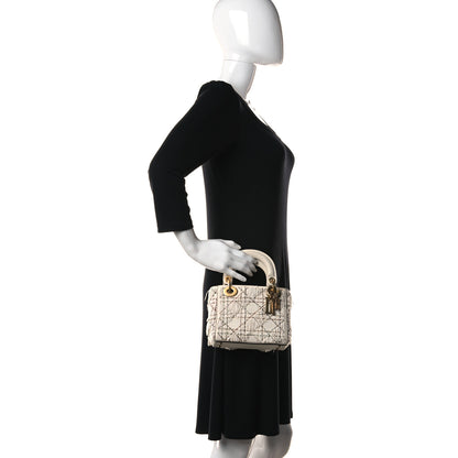 Christian Dior Lambskin Beaded Fringe Mini Lady Dior White 2 of 12