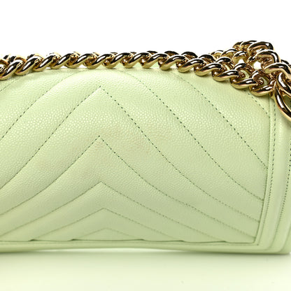 Chanel Caviar Chevron Quilted Medium Boy Flap Light Green 13 of 13