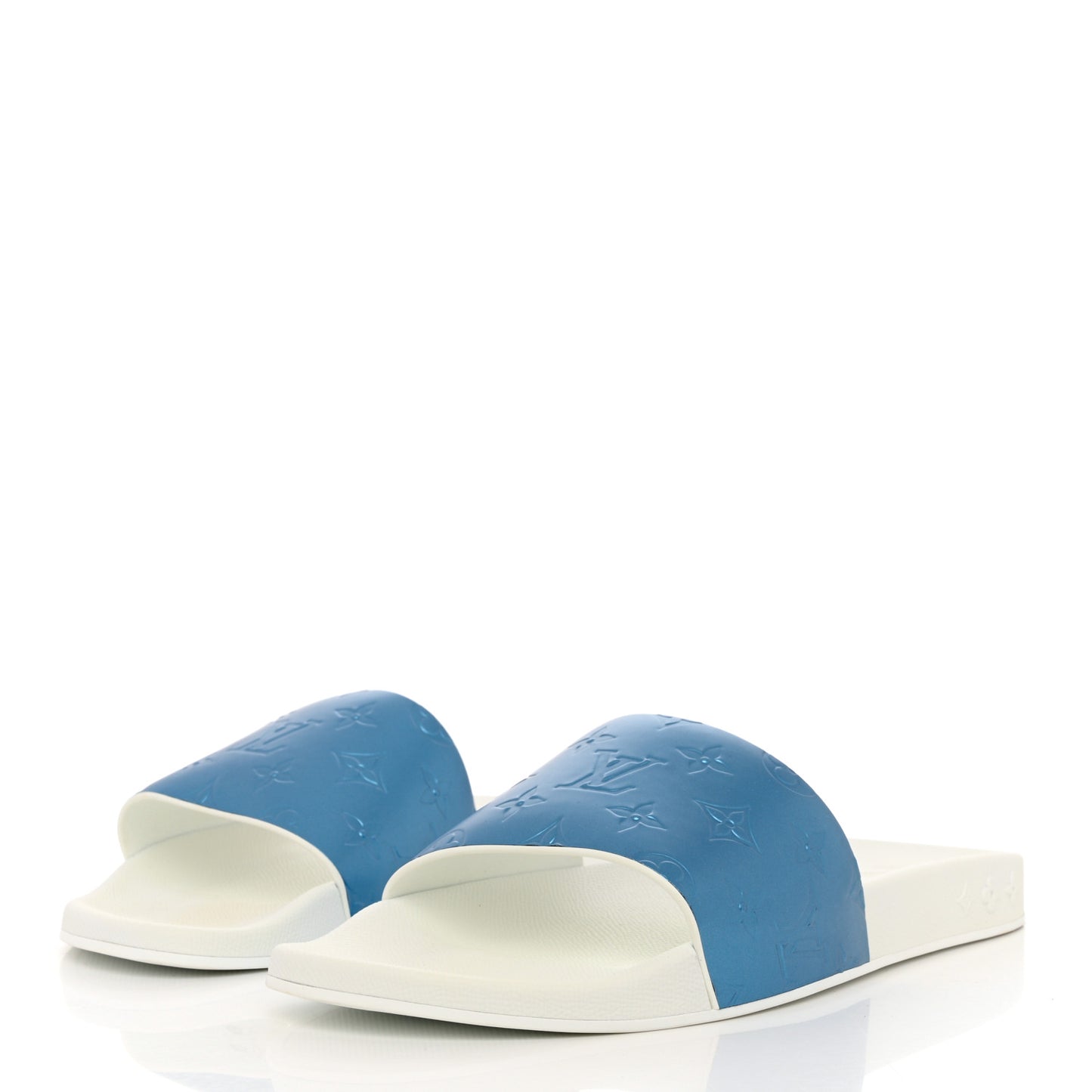 Iridescent Rubber Monogram Mens Waterfront Mules 10.5 Blue
