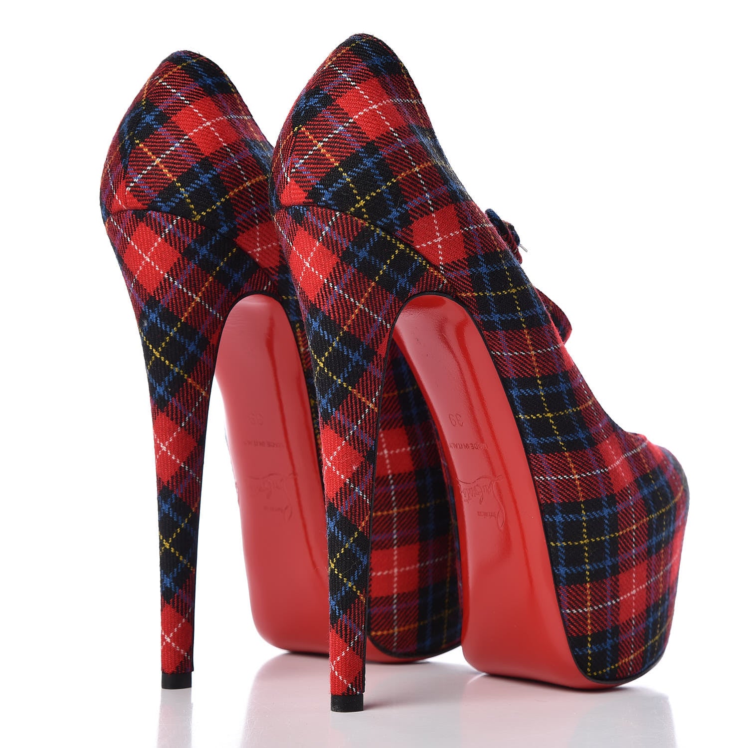 Christian Louboutin Fabric Tartan Print Lady Daf 160 Pumps 39 7 of 12