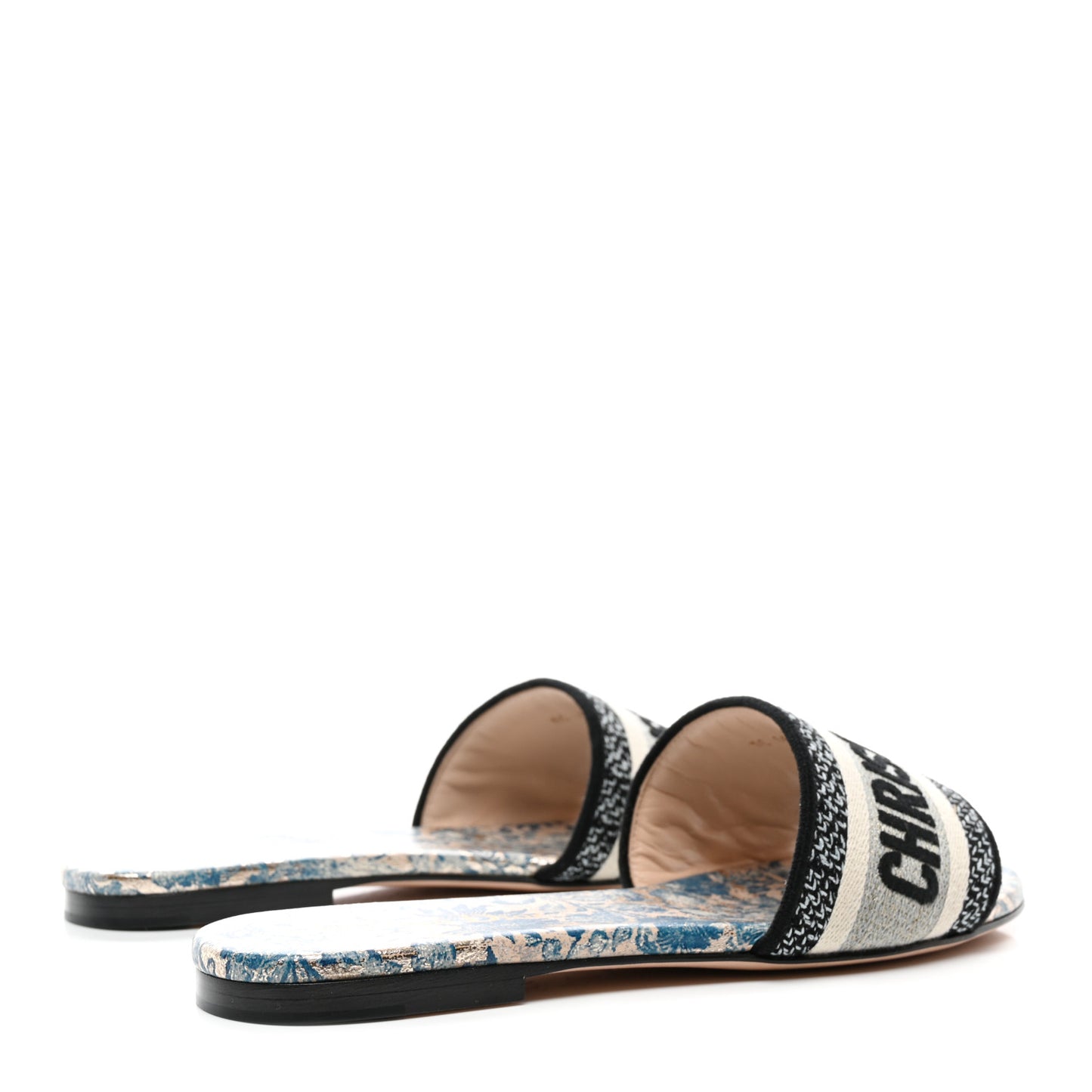 Canvas Brocart Embroidered Dway Mules Slide Sandals 36 Canard