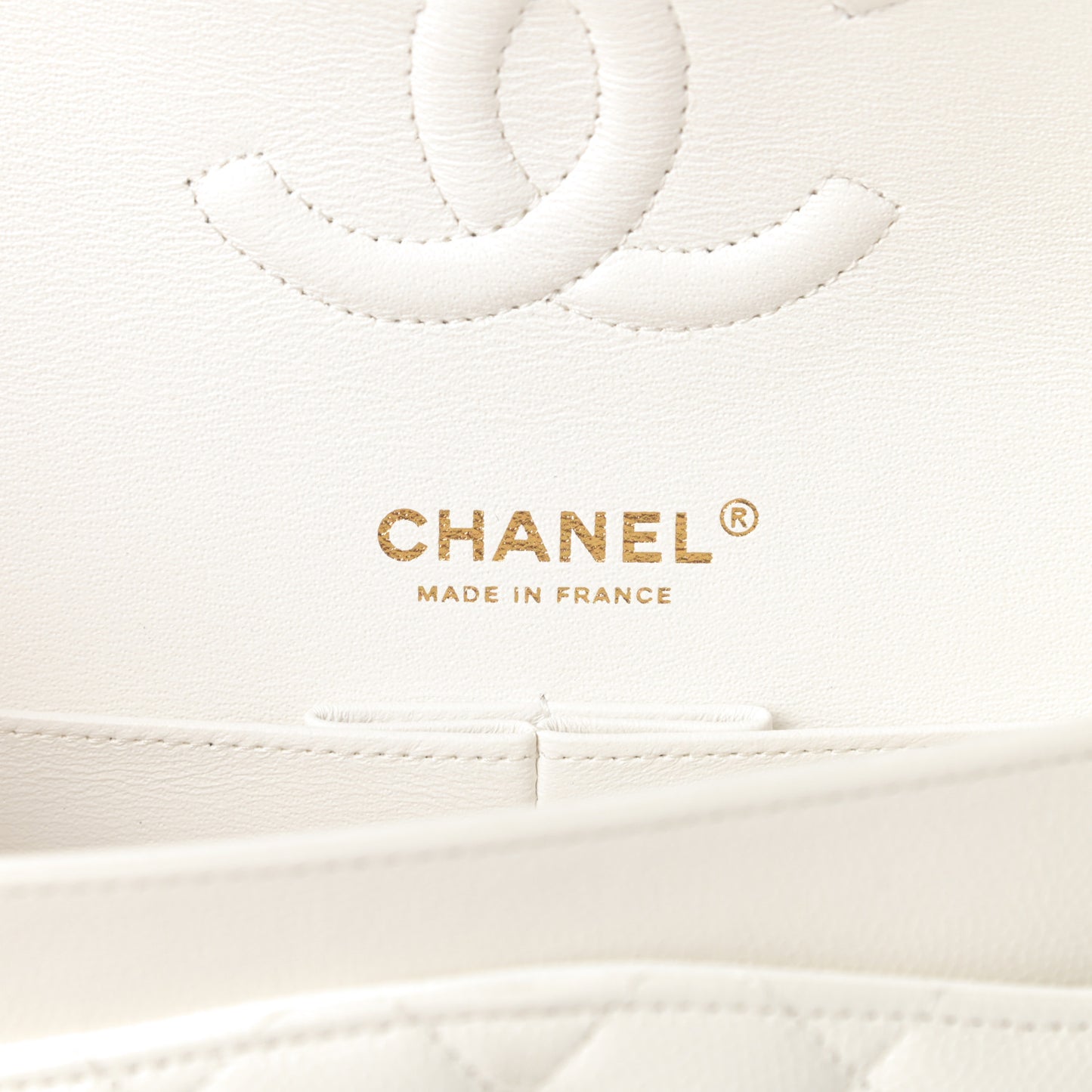 Caviar Quilted Medium Double Flap White