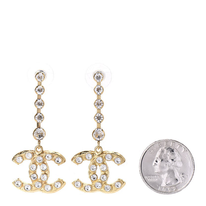 Chanel CC Crystal Drop Earrings Gold 2 of 5