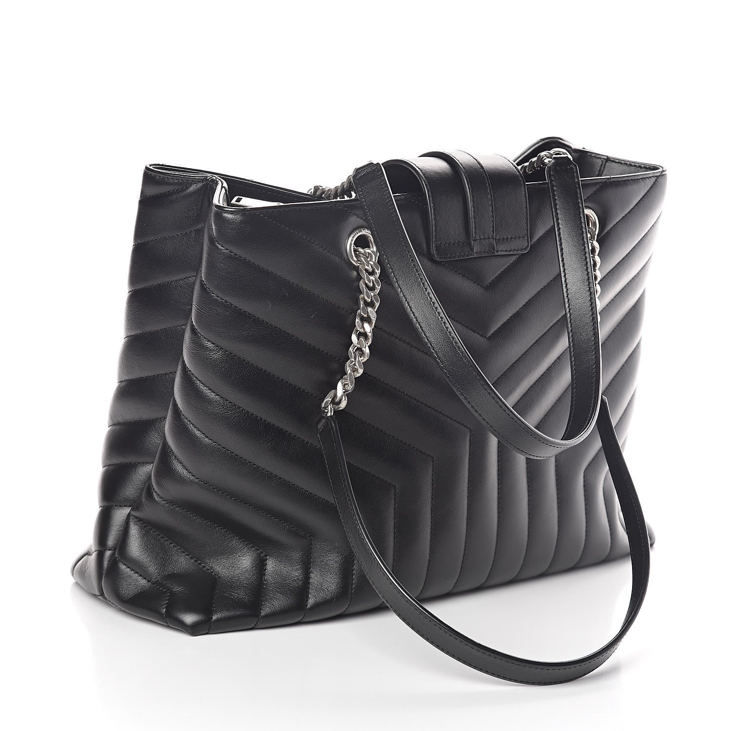 Saint Laurent Calfskin Y Quilted Monogram Large Loulou Shopper Black 3 of 9