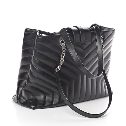 Saint Laurent Calfskin Y Quilted Monogram Large Loulou Shopper Black 3 of 9