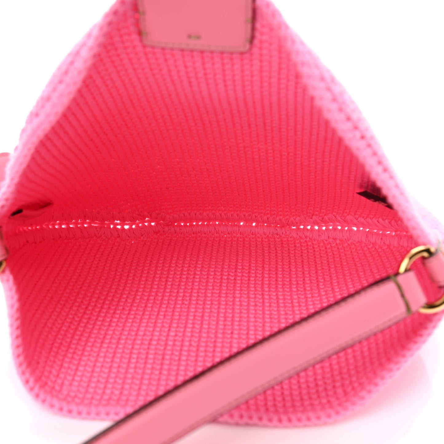 Fabric Crochet Vitello Grace Small Croissant Hobo Pink
