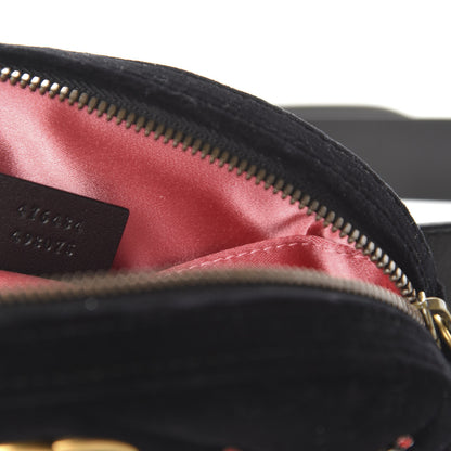 Gucci Velvet Matelasse Crystal Star GG Marmont Belt Bag 85 34 Black 9 of 11