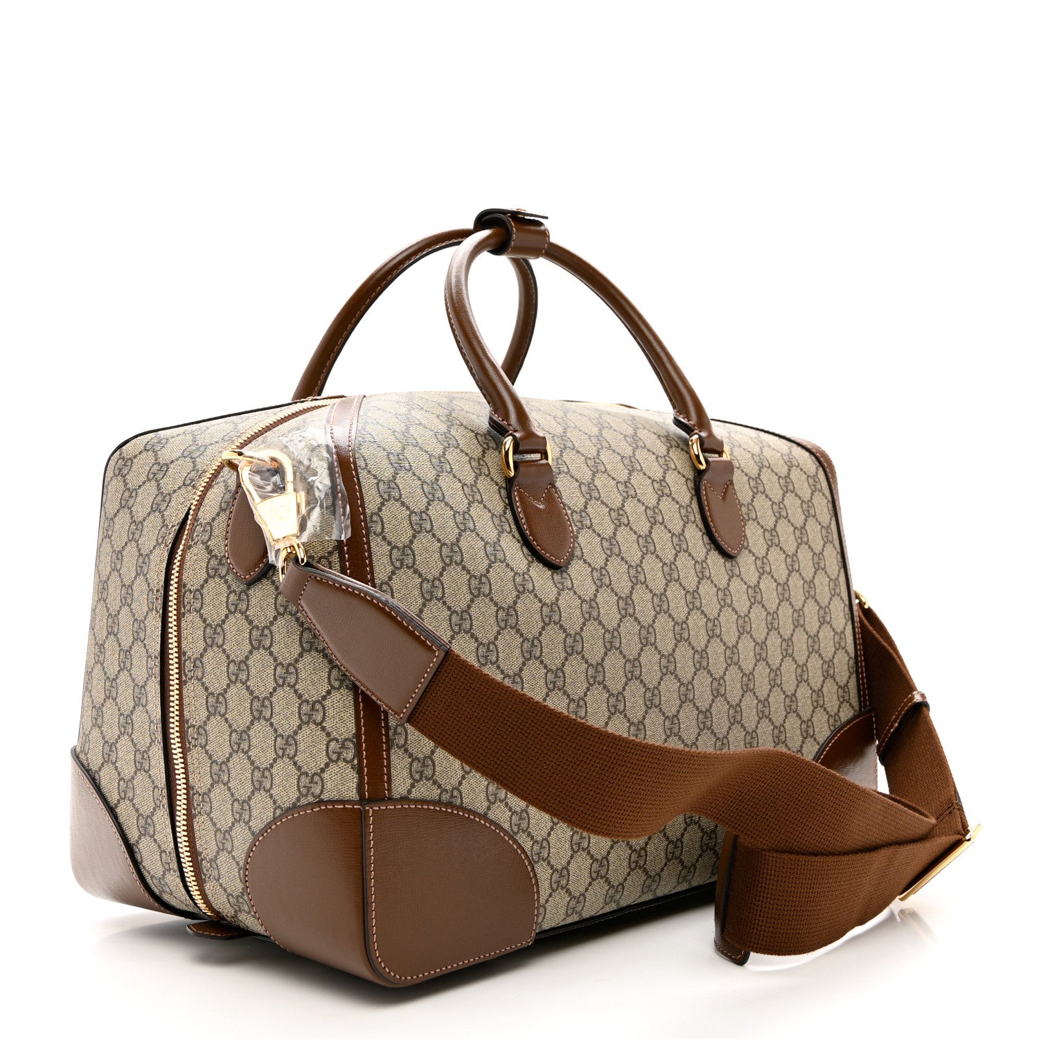 Gucci GG Supreme Monogram Azalea Calfskin Retro Interlocking G Duffle Bag Beige Ebony Brown Sugar 2 of 8