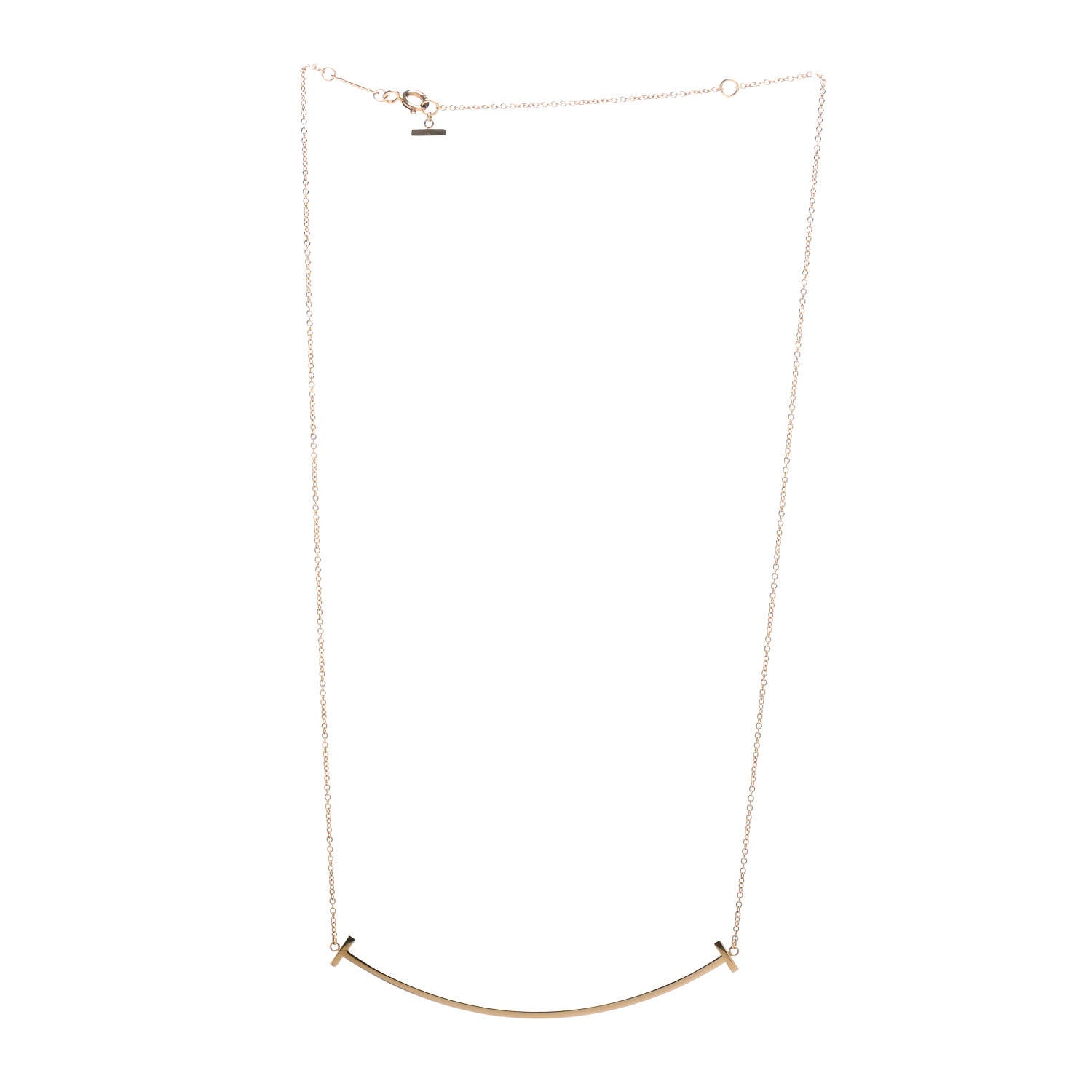 Tiffany 18K Yellow Gold Large T Smile Pendant Necklace 3 of 5