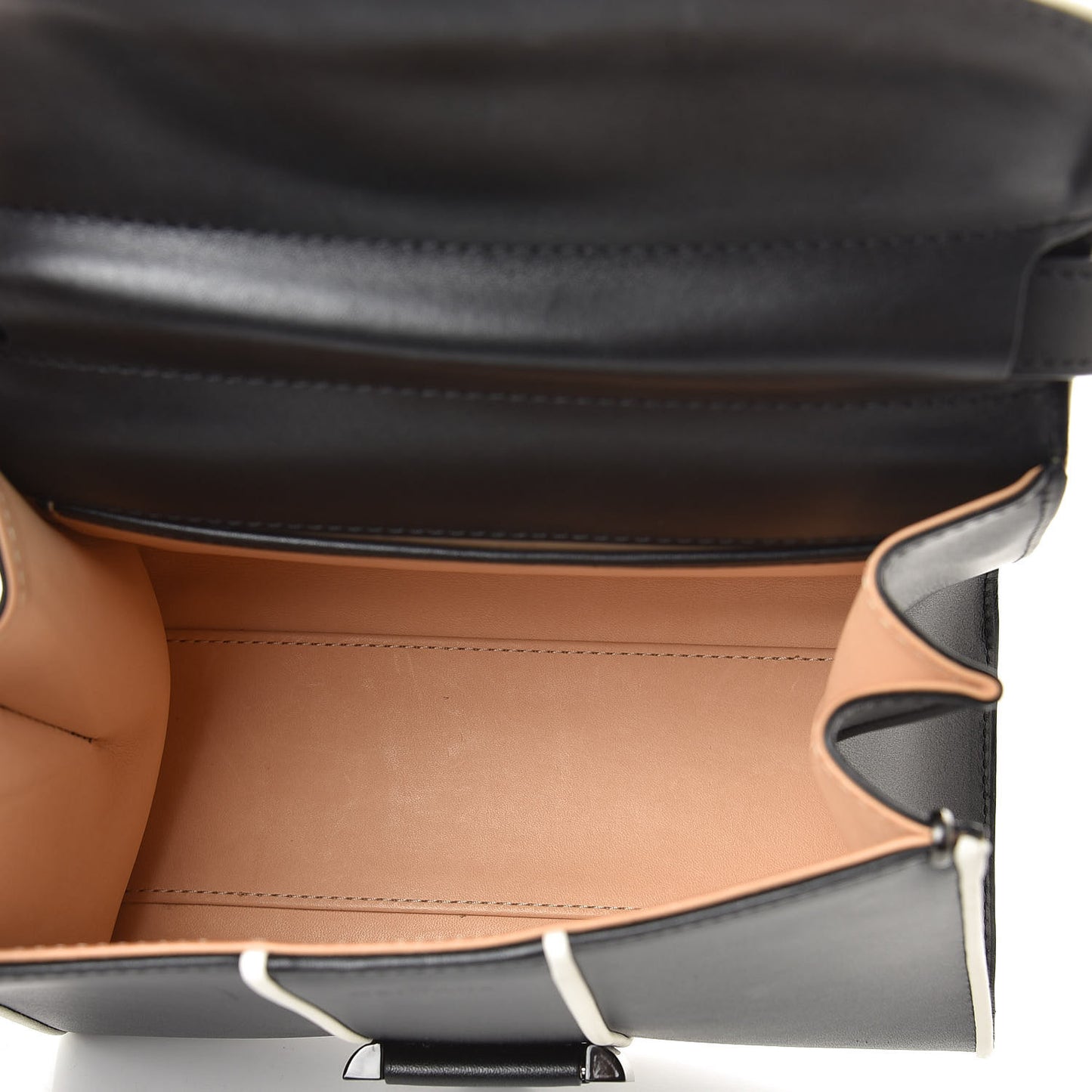 Calfskin Illusion Piped Mini Brillant Satchel Black