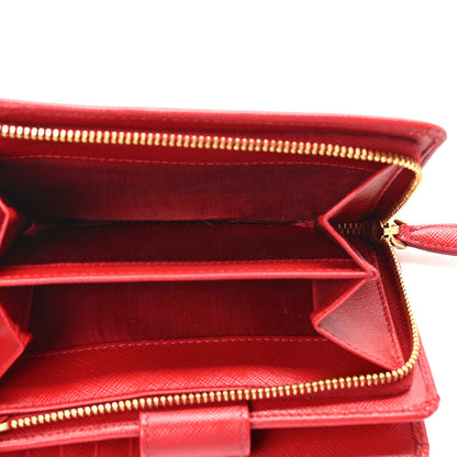 Prada Saffiano Metal Compact Wallet Fuoco 6 of 9
