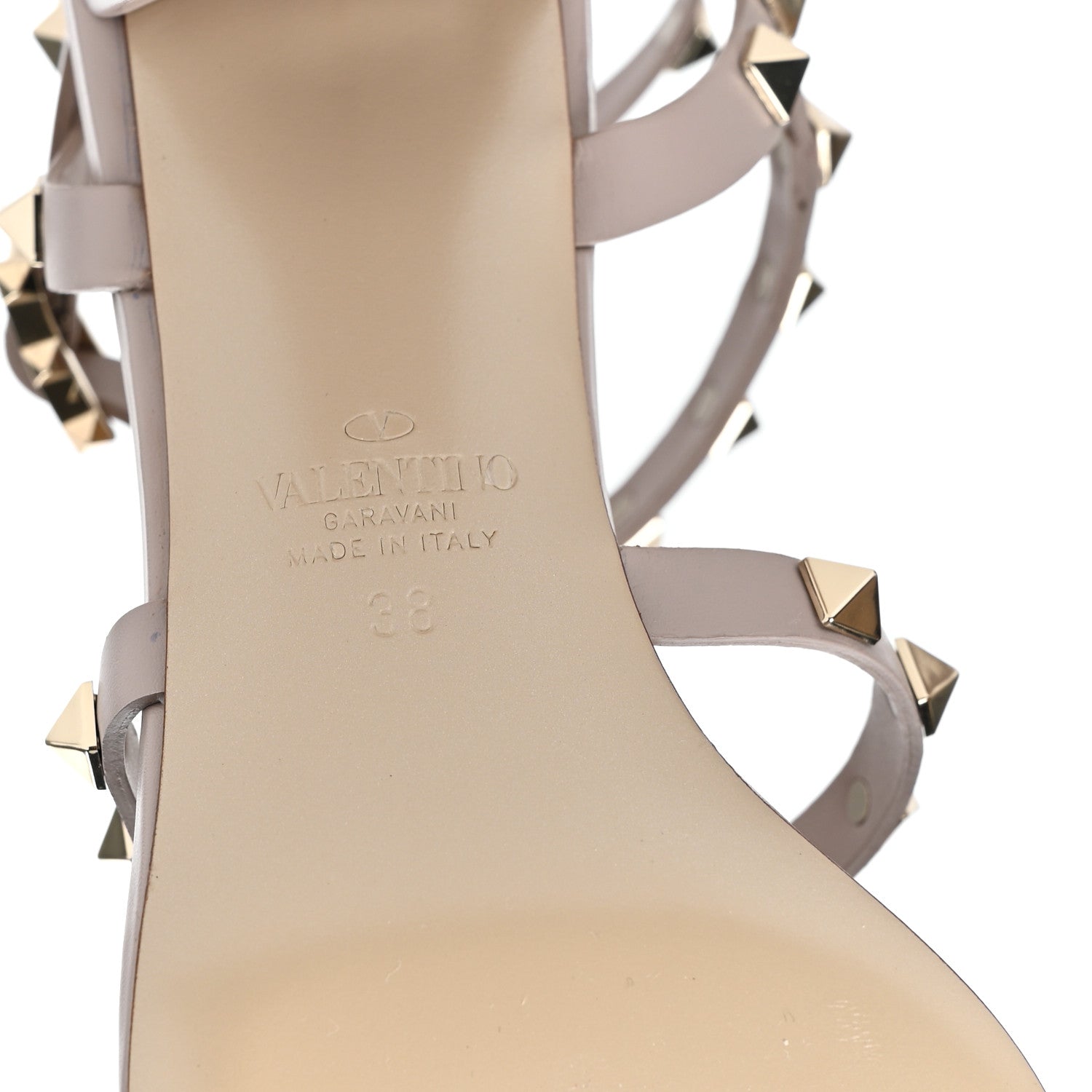 Valentino Garavani Calfskin Rockstud 60mm City Sandals 38 Poudre 6 of 7