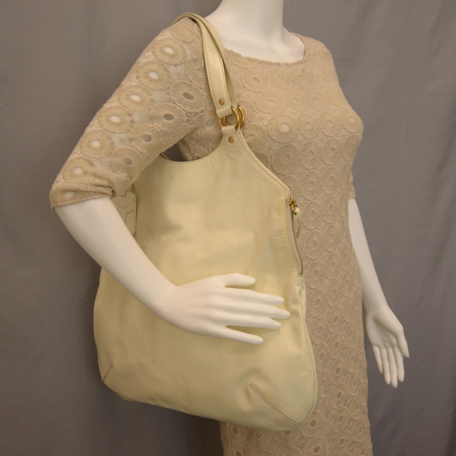 Saint Laurent Patent Tribute Tote Ivory 2 of 9