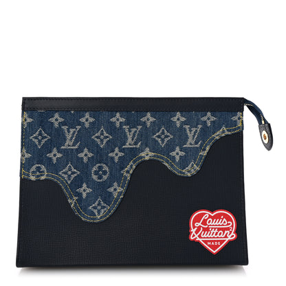 Louis Vuitton X NIGO Taurillon Monogram Denim Drip Pochette Voyage MM Blue 1 of 6