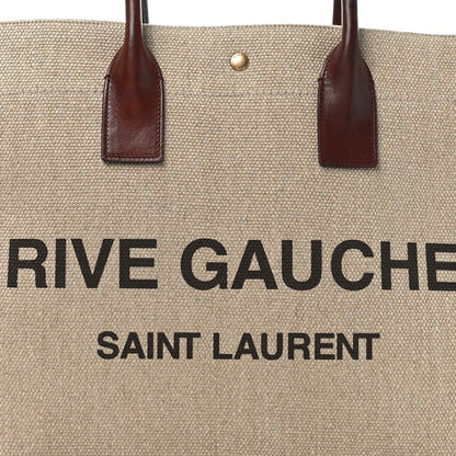 Saint Laurent Linen Calfskin Rive Gauche Tote Natural 8 of 10