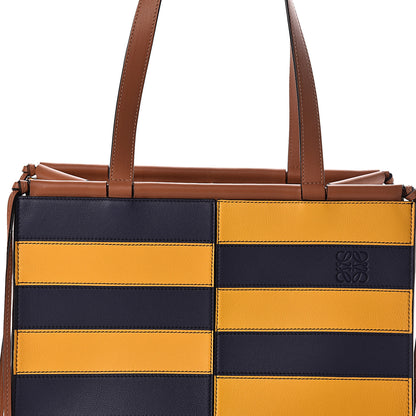Loewe Calfskin Cushion Stripe Tote Navy Yellow 7 of 9