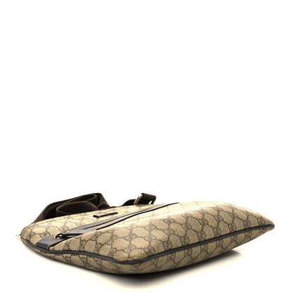 Gucci GG Supreme Monogram Selleria Calfskin Small Flat Side Zip Messenger Bag Beige Ebony Cocoa Dark Chocolate 4 of 12