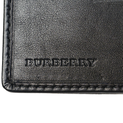 Burberry Signature Grain Calfskin Check Bi-Fold Wallet Black 6 of 8