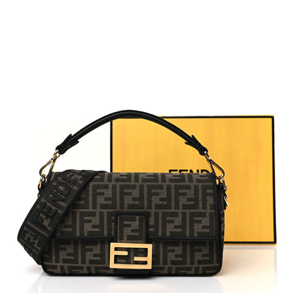 Fendi Fabric Jacquard FF 1974 Medium Baguette Tobacco Moro Black 11 of 11