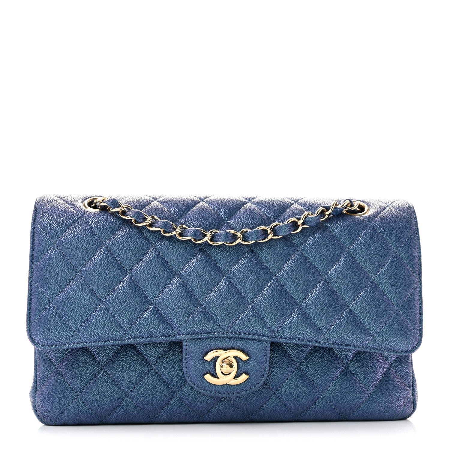 Chanel Iridescent Caviar Quilted Medium Double Flap Dark Blue 1 of 11