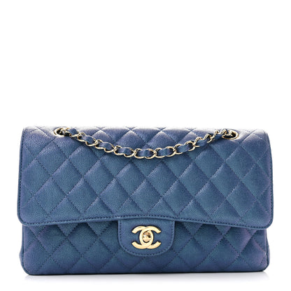 Chanel Iridescent Caviar Quilted Medium Double Flap Dark Blue 1 of 11