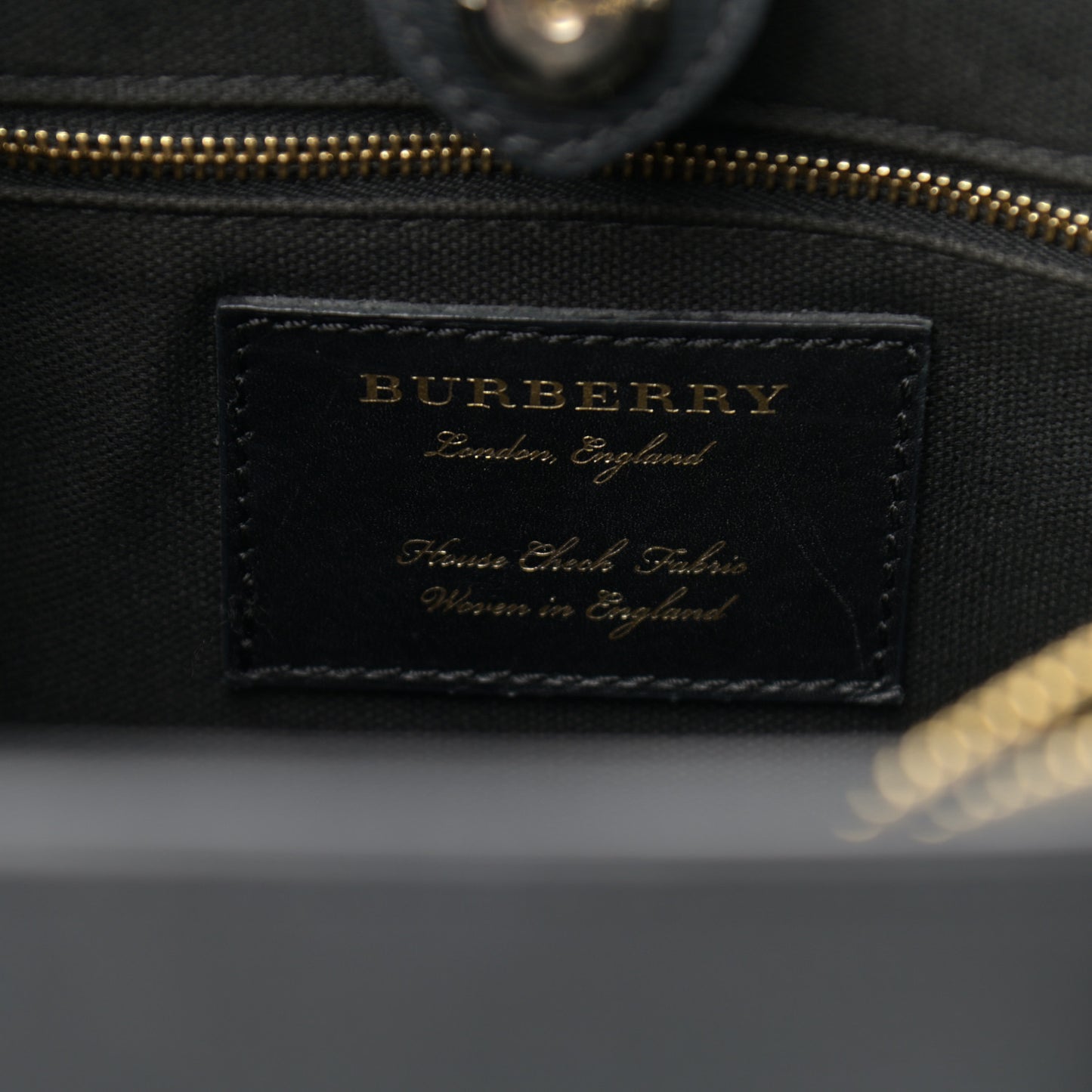 Grainy Calfskin House Check Medium Banner Tote Black