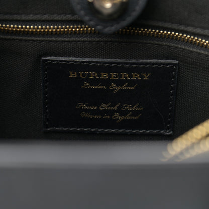 Burberry Grainy Calfskin House Check Medium Banner Tote Black 7 of 14